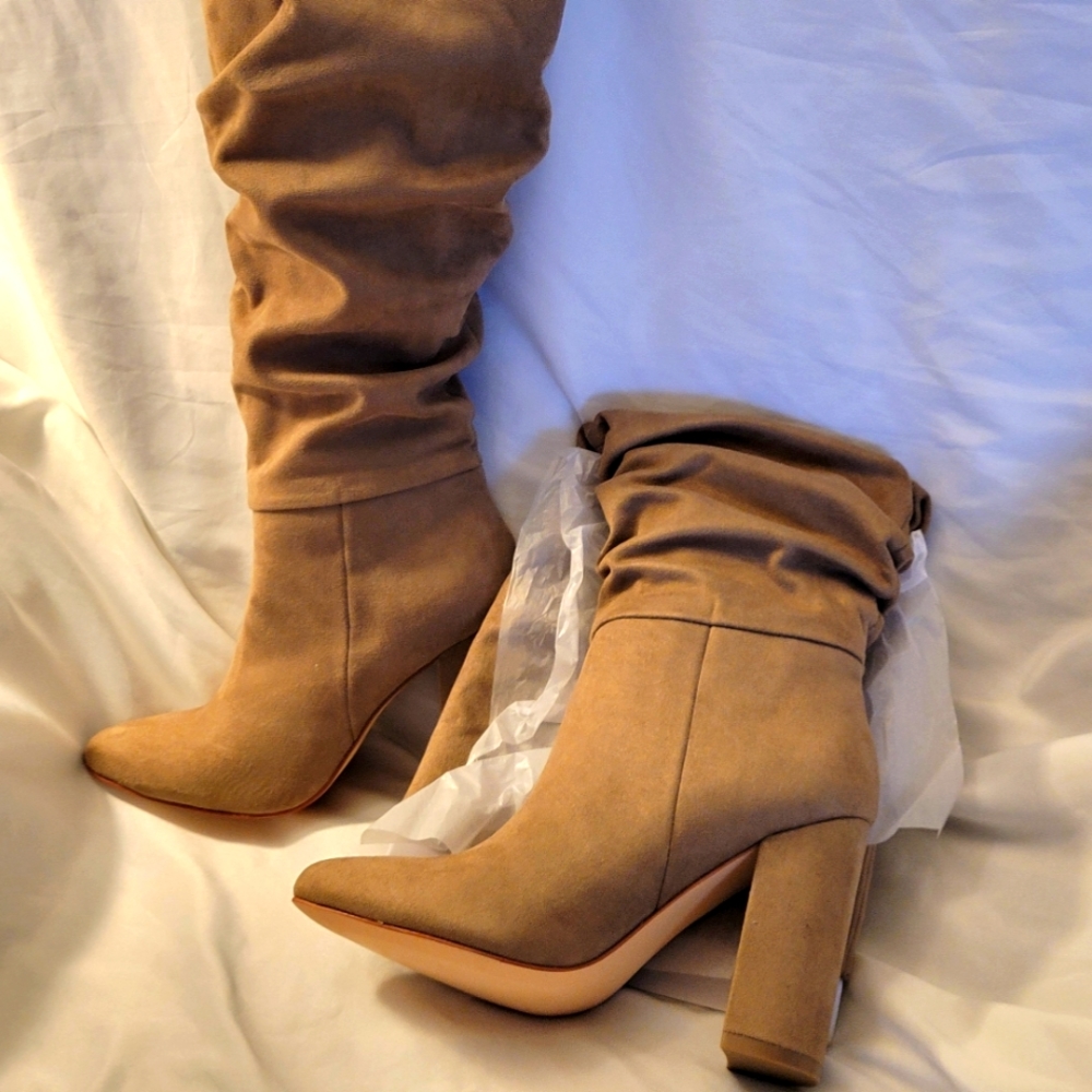 Knee high suede boots